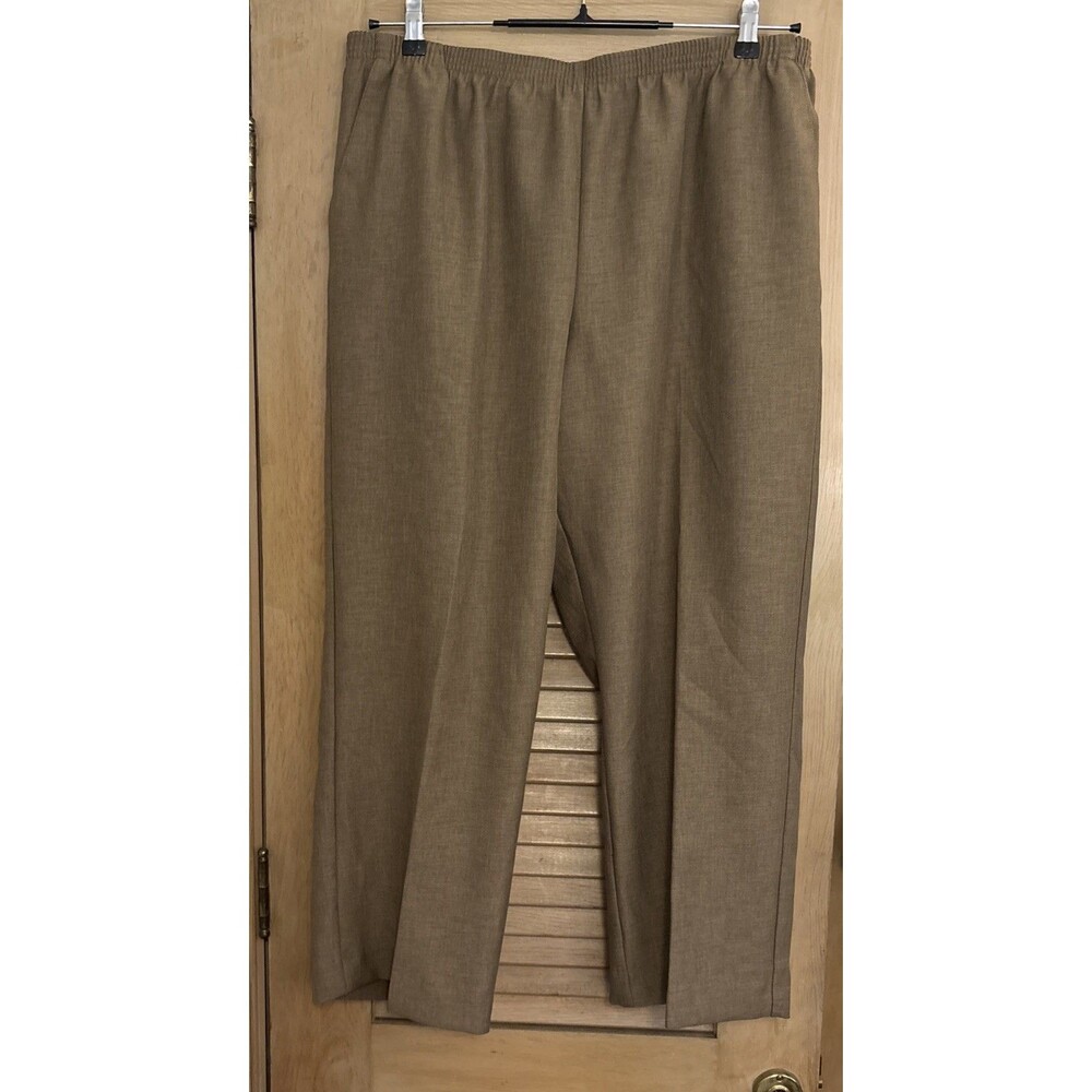 Alfred Dunner Classics Taupe Elastic Waist Pull On Pants Petite 18P NWT 04700 XX